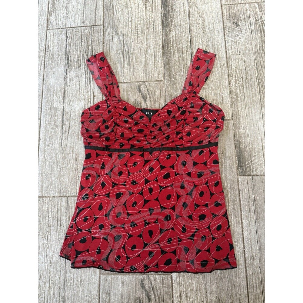 Vintage Y2K Babydoll Top Womens M Red Black 90s Fairy Goth Boho Festival Party
